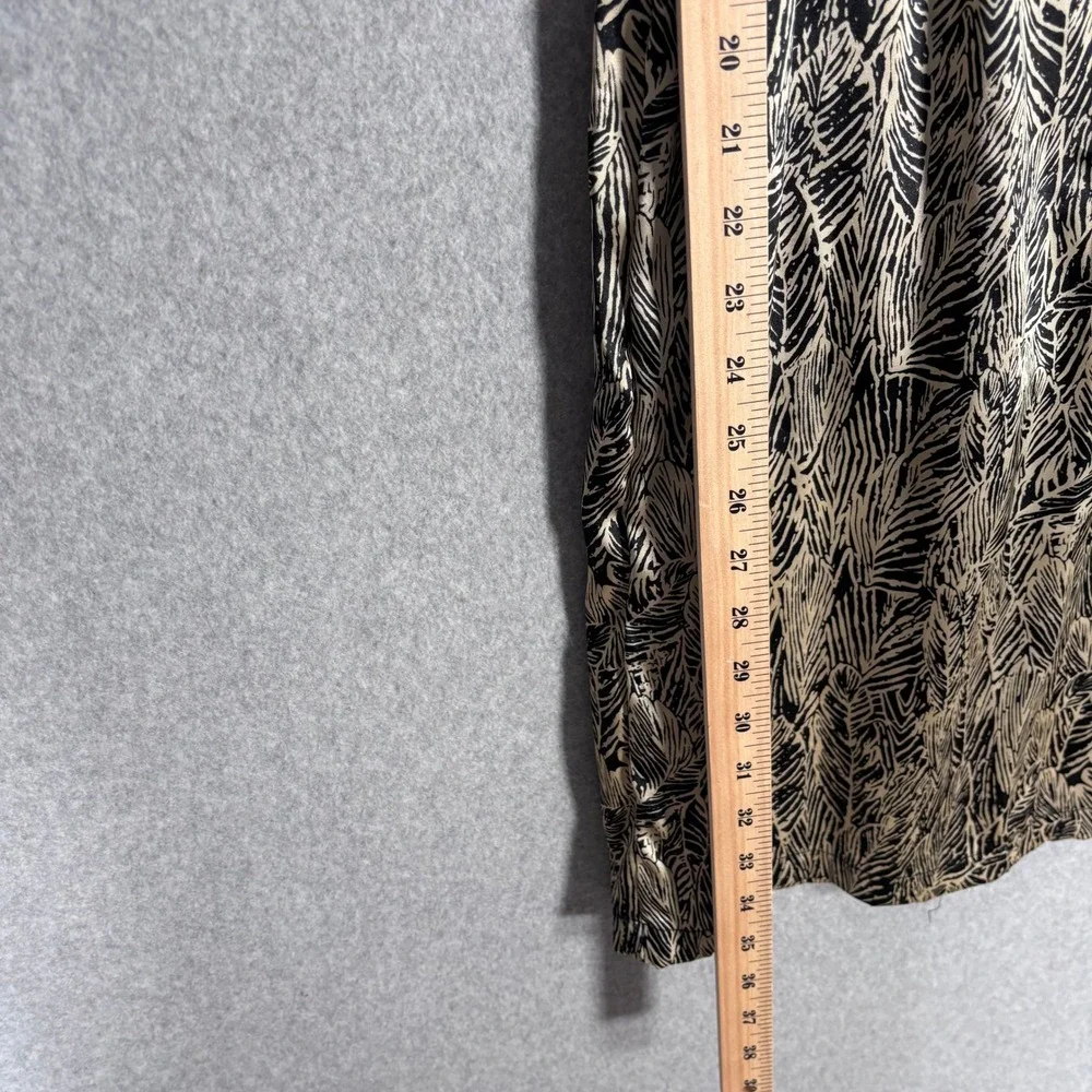 Y2K Vintage XXI Satin Mini Dress Small Black Tan Feather Print Belted Glam Party